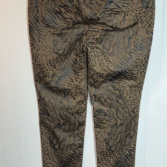 Chico’s Coated Animal-Print Jeggings Women’s Size 16 Brown High Rise Stretch - Picture 7 of 10